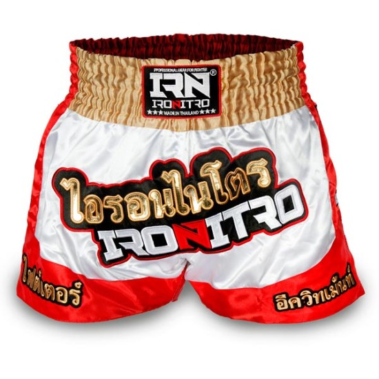 Pantaloncini K1 Muay Thai IRONITRO "Lumpinee" RED Made in Thailand