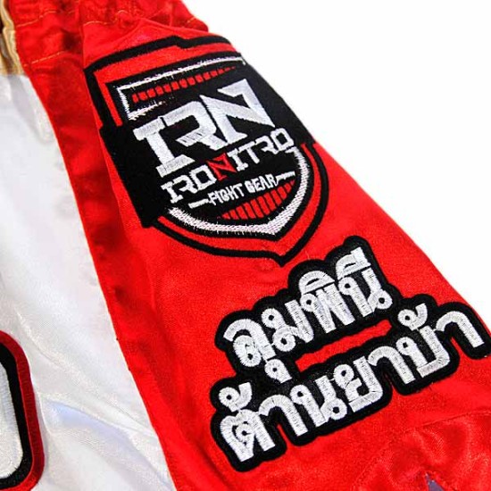 Pantaloncini K1 Muay Thai IRONITRO "Lumpinee" RED Made in Thailand